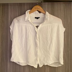 Topshop boxy cropped blouse with cut-out back & knot detail